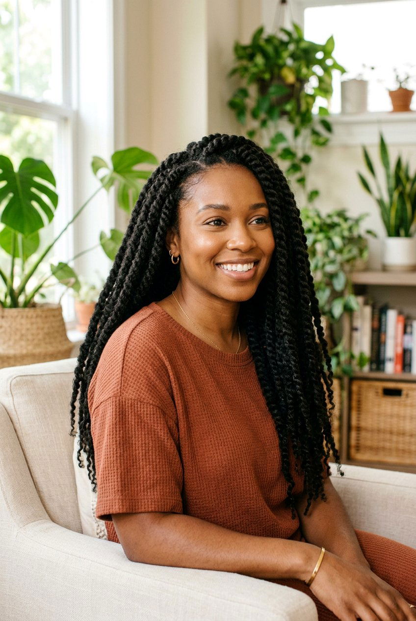 Marley Twists - 20 humid weather protective styles for black women - 20 humid weather protective styles for black women