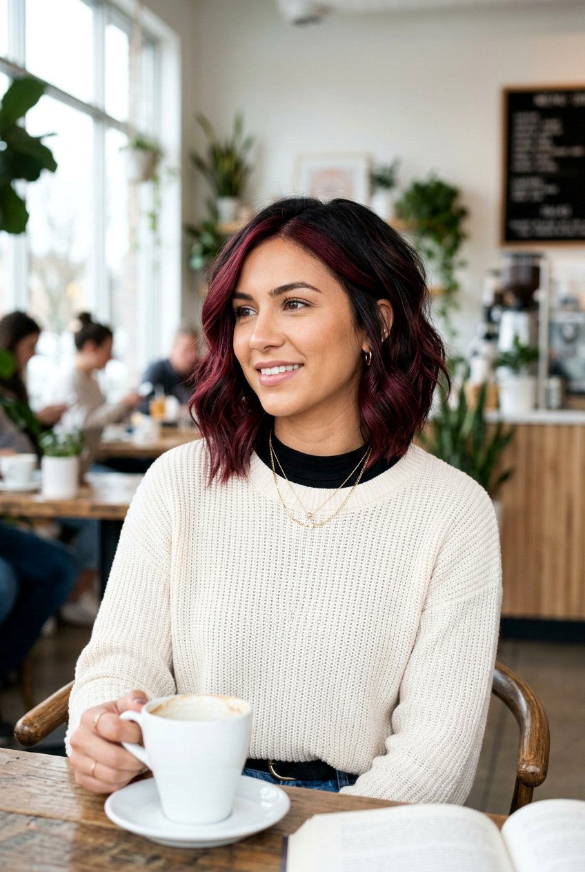 Maroon Balayage On Dark Bob Haircut - 20 maroon balayage on dark hair - 20 maroon balayage on dark hair