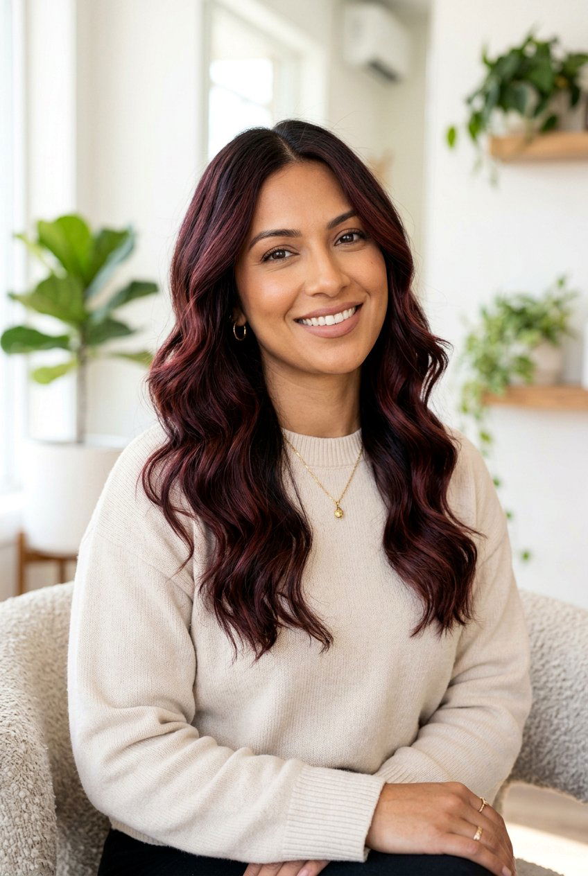Maroon Balayage On Dark Hair For Medium Skin Tone - 20 maroon balayage on dark hair - 20 maroon balayage on dark hair