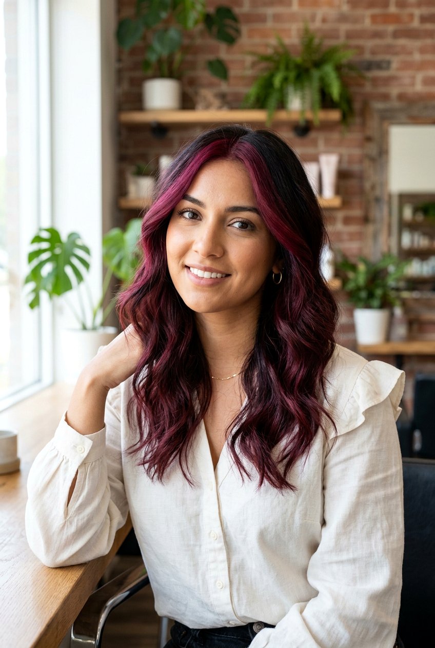 Maroon Balayage On Dark Hair With Money Piece - 20 maroon balayage on dark hair - 20 maroon balayage on dark hair