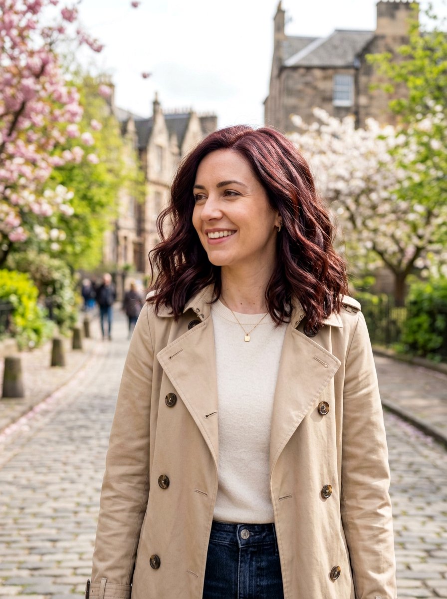 Maroon Gloss On Wavy Brunette Lob - 20 red gloss hair color for brunettes - 20 red gloss hair color for brunettes