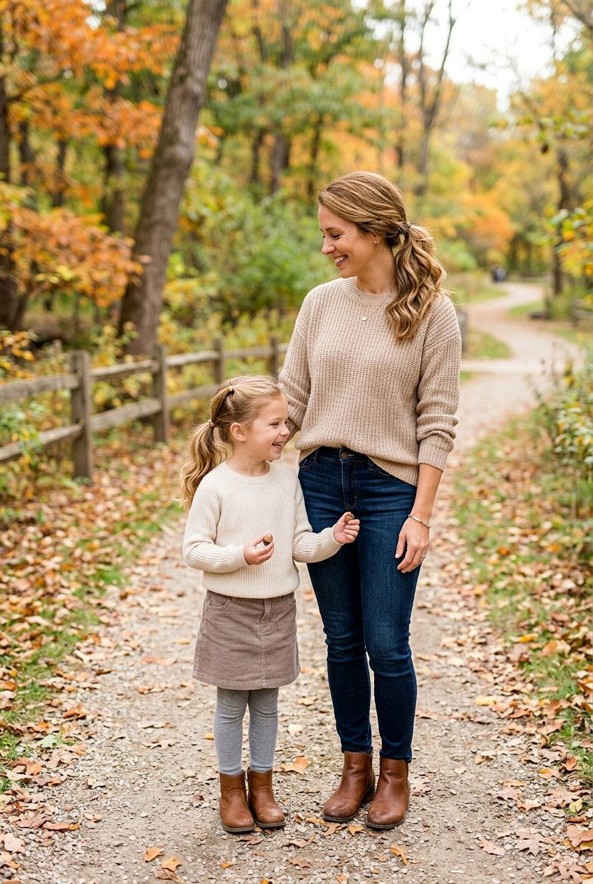 Matching Low Ponytail For Mom And Daughter - 20 family photo hairstyles - 20 family photo hairstyles