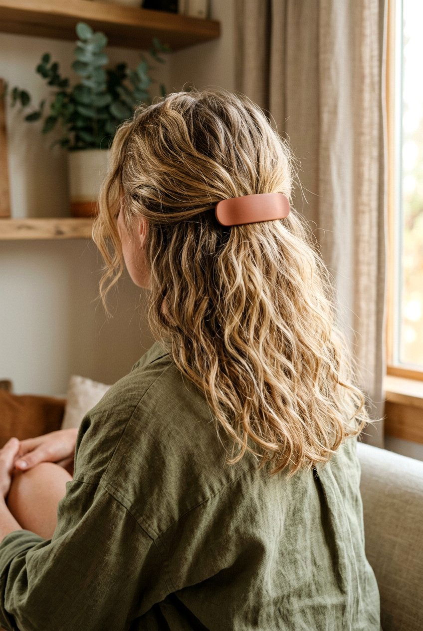 Matte Finish Barrette Half Up - 20 barrette half up hairstyle - 20 barrette half up hairstyle