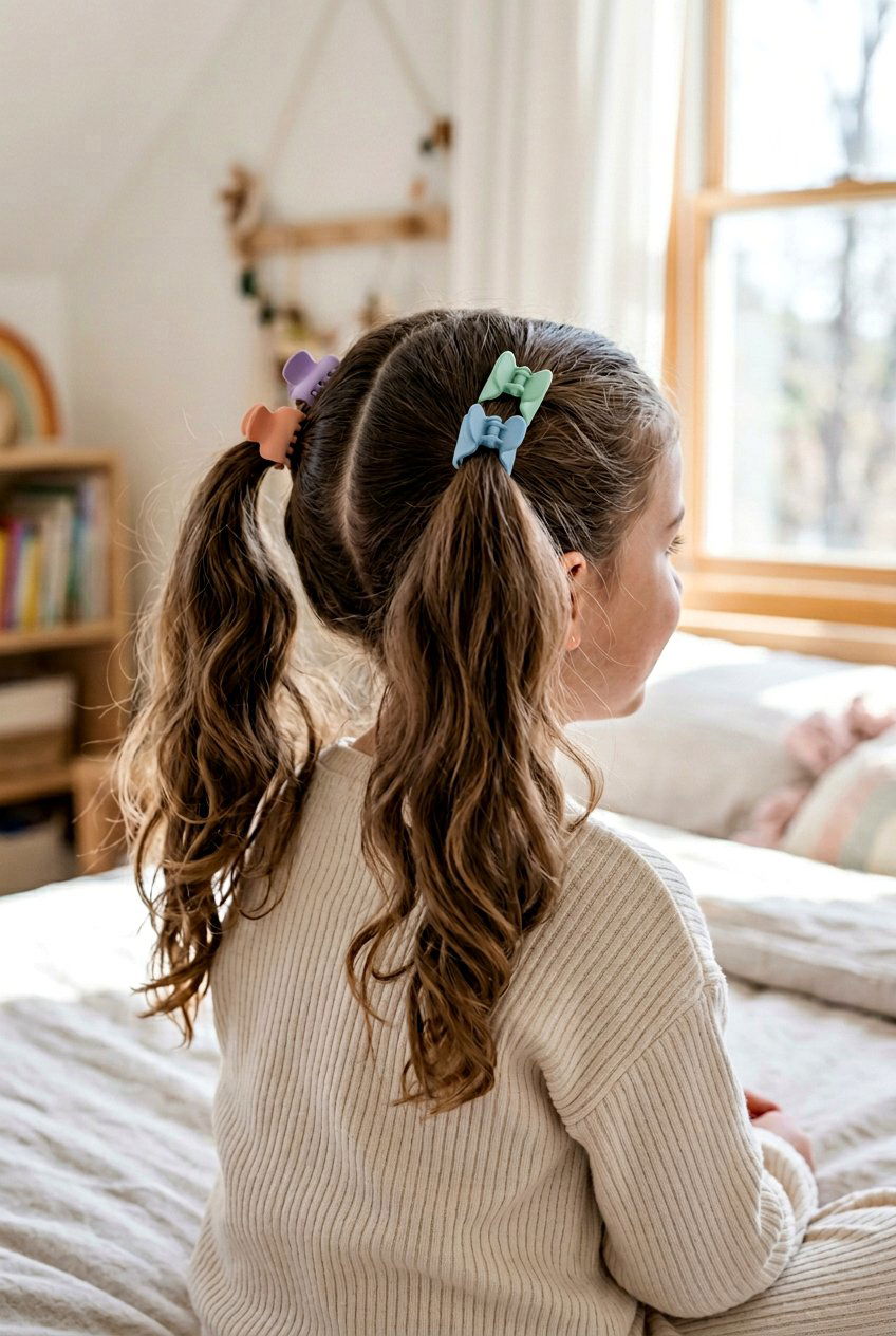Matte Mini Claw Clip Pigtails - 20 cute clip hairstyles for girls - 20 cute clip hairstyles for girls