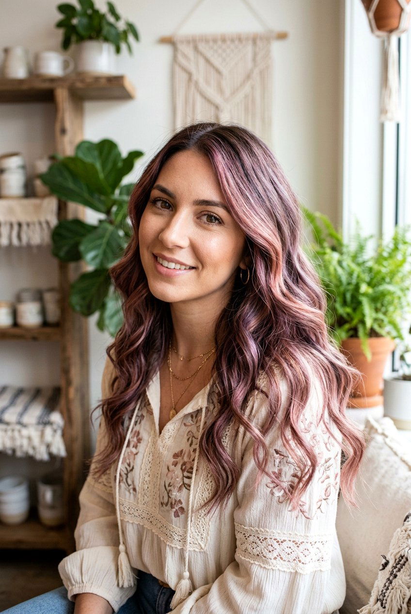 Mauve And Rose Gold Balayage On Brunette - 20 mauve balayage on brunette hair - 20 mauve balayage on brunette hair