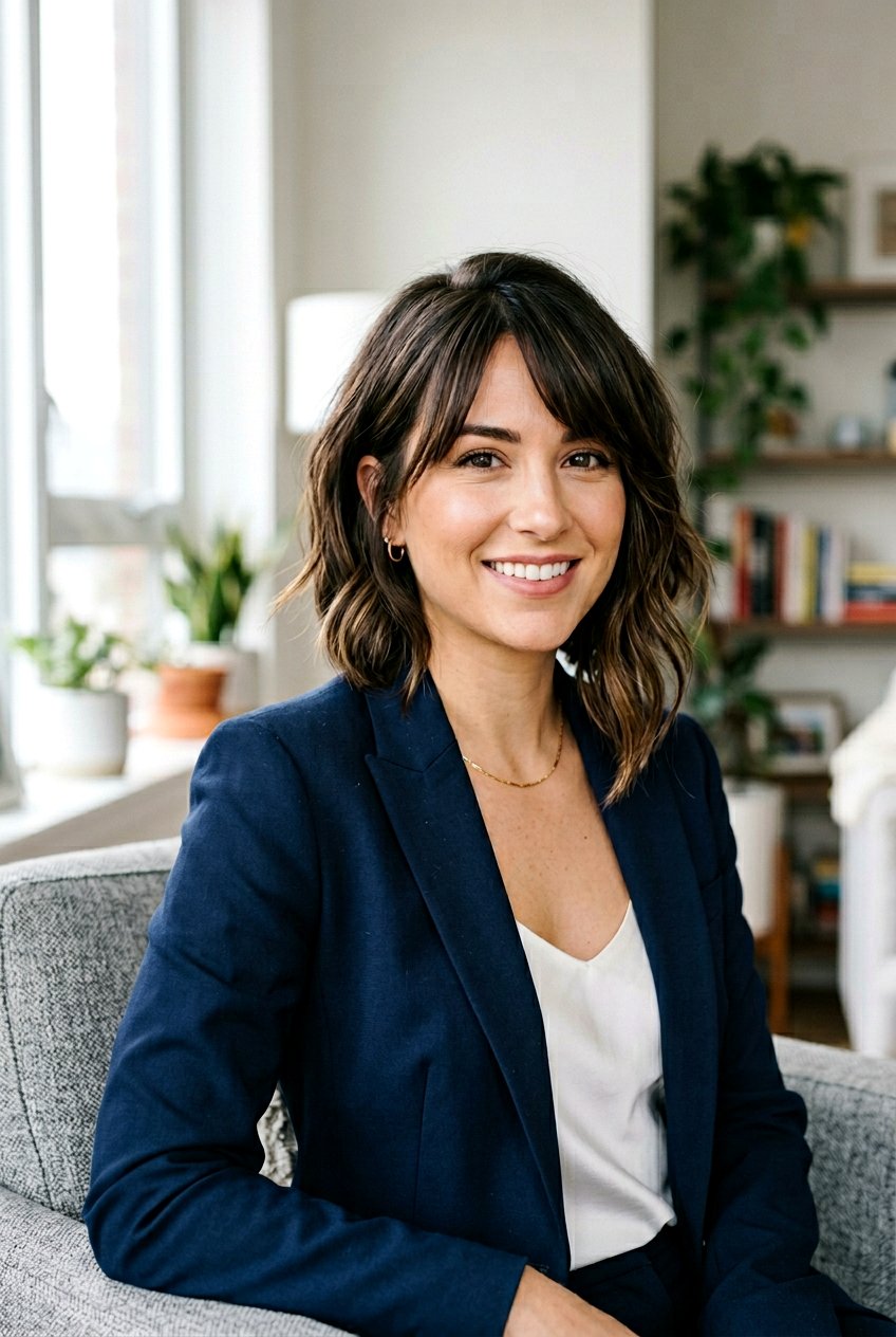 Medium Angled Bob With Curtain Bangs - 20 medium haircut with curtain fringe - 20 medium haircut with curtain fringe