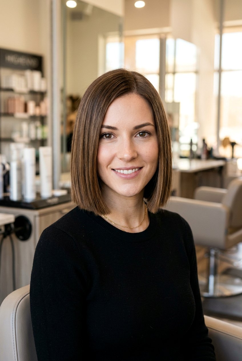 Medium Blunt Bob at Chin Length for Heart Shaped Face - 20 medium haircut for heart shaped face women - 20 medium haircut for heart shaped face women