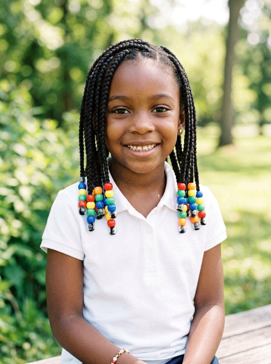 Medium Box Braids With Beads - 20 kids box braids with beads - 20 kids box braids with beads