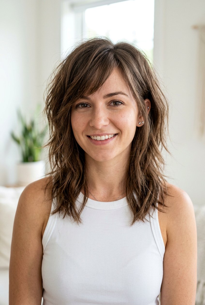 Medium Choppy Cut With Side Bangs - 20 choppy layered haircut for medium hair - 20 choppy layered haircut for medium hair