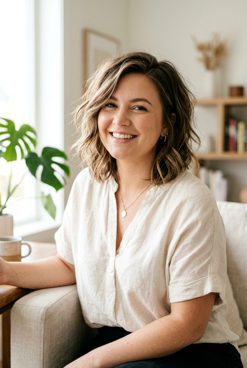 Medium Choppy Cut With Side Part - 20 medium haircut for round face women - 20 medium haircut for round face women