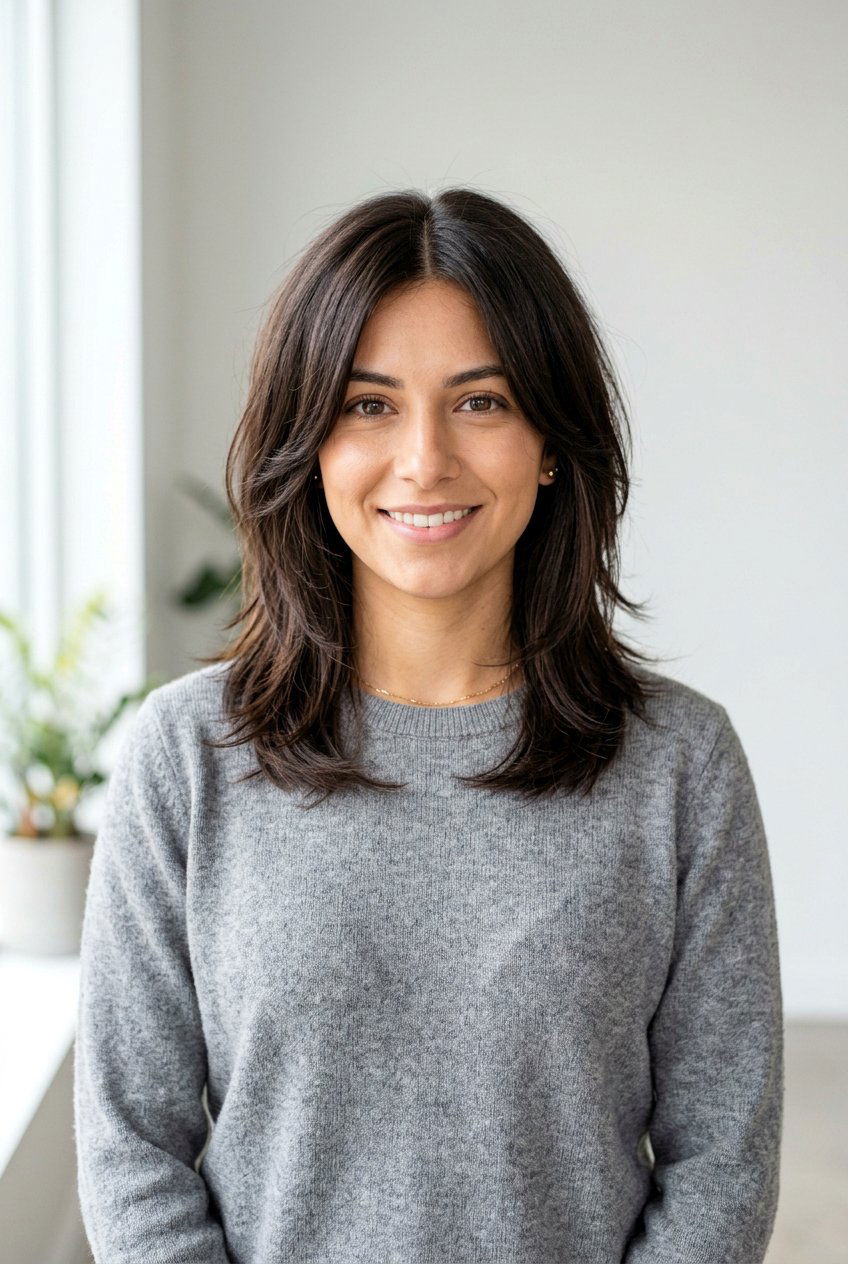 Medium Choppy Layers With Middle Part - 20 medium haircut with choppy layers - 20 medium haircut with choppy layers