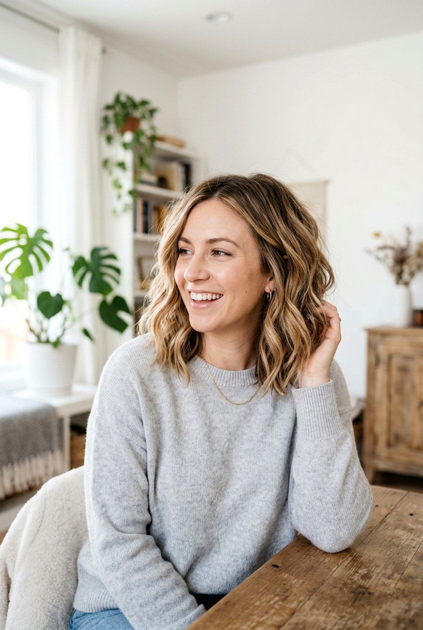 Medium Choppy Wavy Lob - 20 medium haircut for square face women - 20 medium haircut for square face women