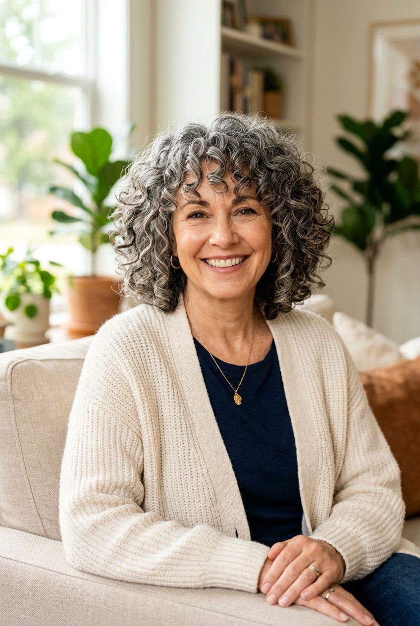 Medium Curly Haircut With Curly Bangs - 20 medium haircut for women over 50 with bangs - 20 medium haircut for women over 50 with bangs