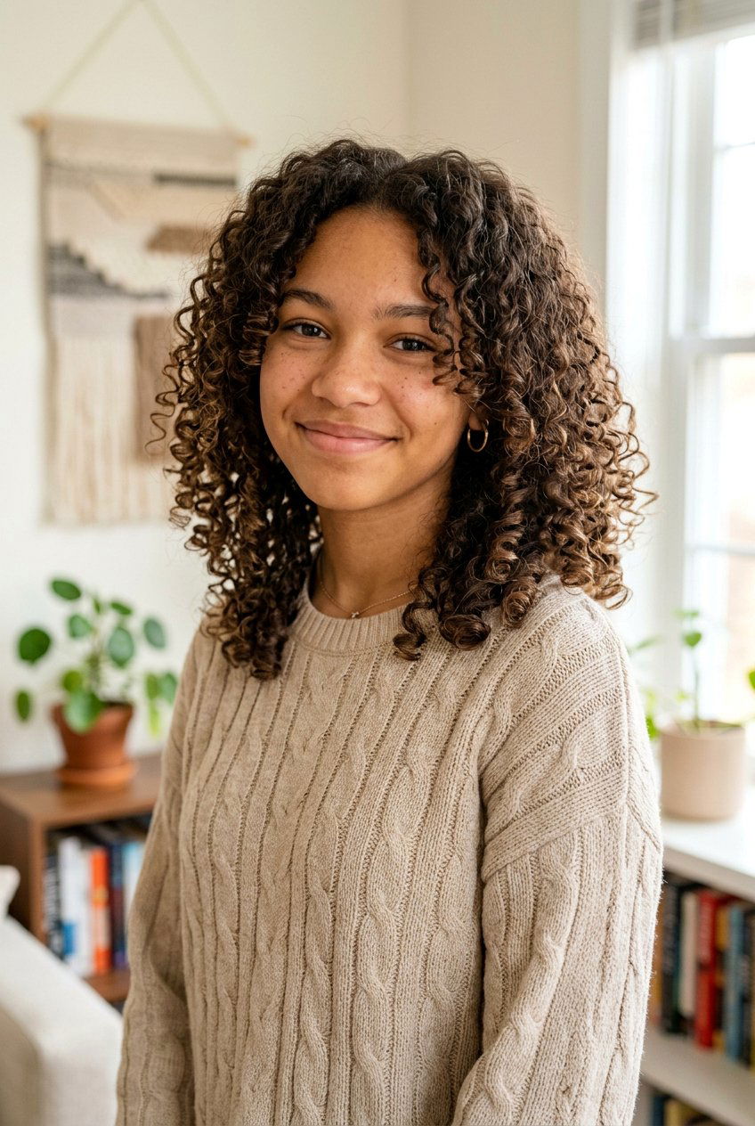 Medium Curly Haircut With Face Framing Layers - 20 curly haircuts for teenage girls - 20 curly haircuts for teenage girls