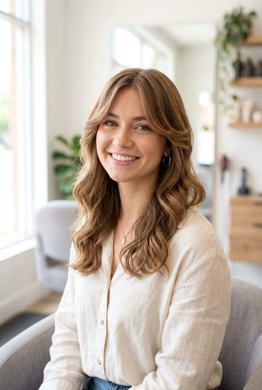 Medium Cut With Curtain Waves And Face Framing - 20 face framing haircut for medium hair - 20 face framing haircut for medium hair