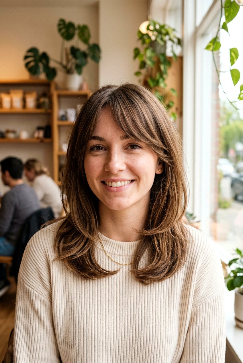 Medium Face Framing Haircut With Side Fringe - 20 medium haircut with side fringe - 20 medium haircut with side fringe