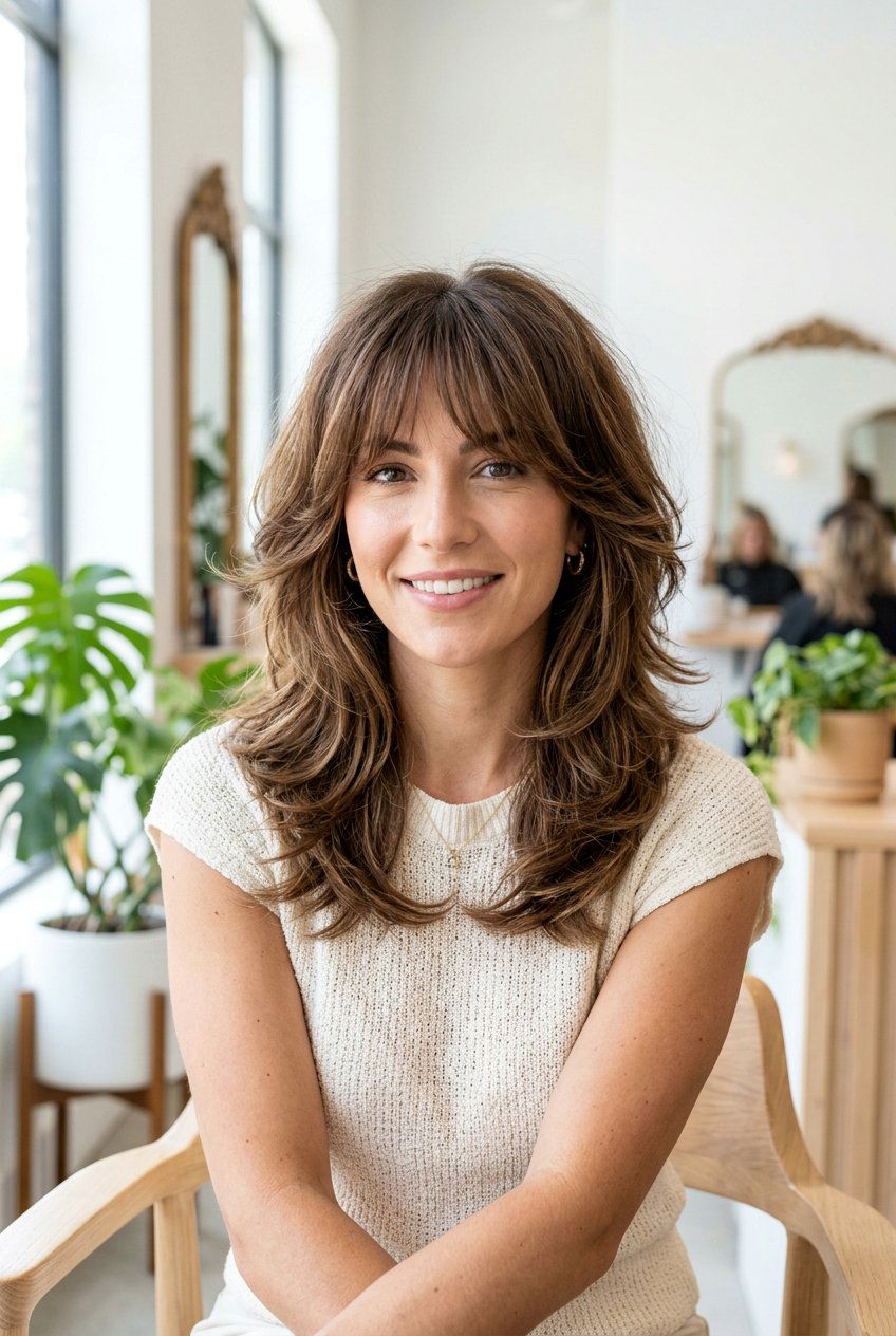 Medium Feather Cut With Layers And Bangs - 20 feather cut for medium hair - 20 feather cut for medium hair