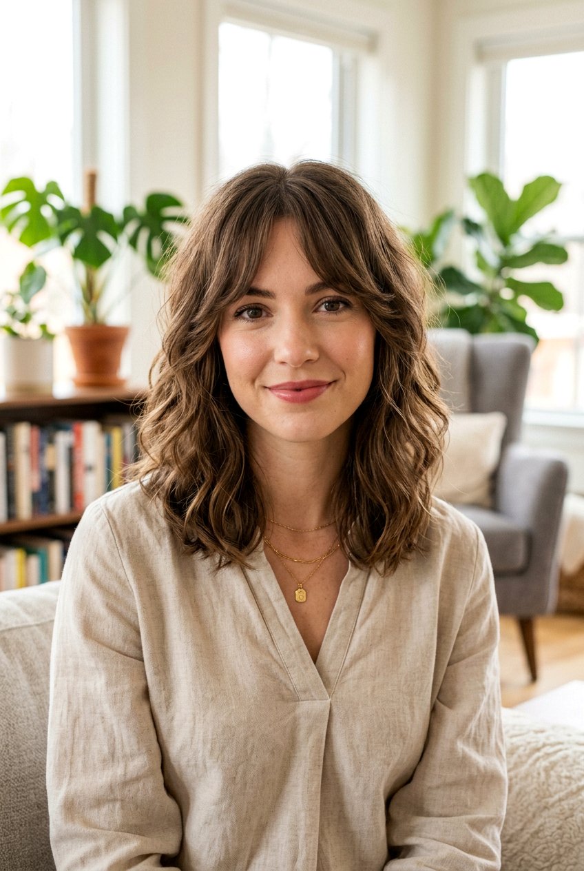 Medium Feathered Cut With Curtain Bangs - 20 medium haircut with feathered layers - 20 medium haircut with feathered layers