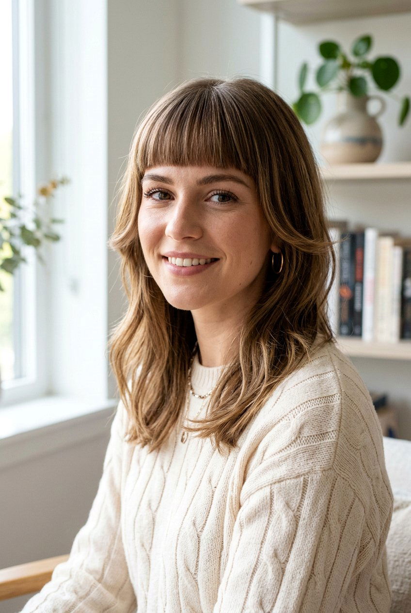 Medium Hair With Blunt Bangs And Face Framing Layers - 20 medium hair with blunt bangs - 20 medium hair with blunt bangs