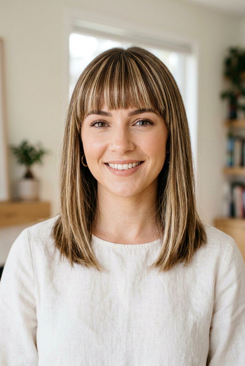 Medium Hair With Blunt Bangs And Highlights - 20 medium hair with blunt bangs - 20 medium hair with blunt bangs