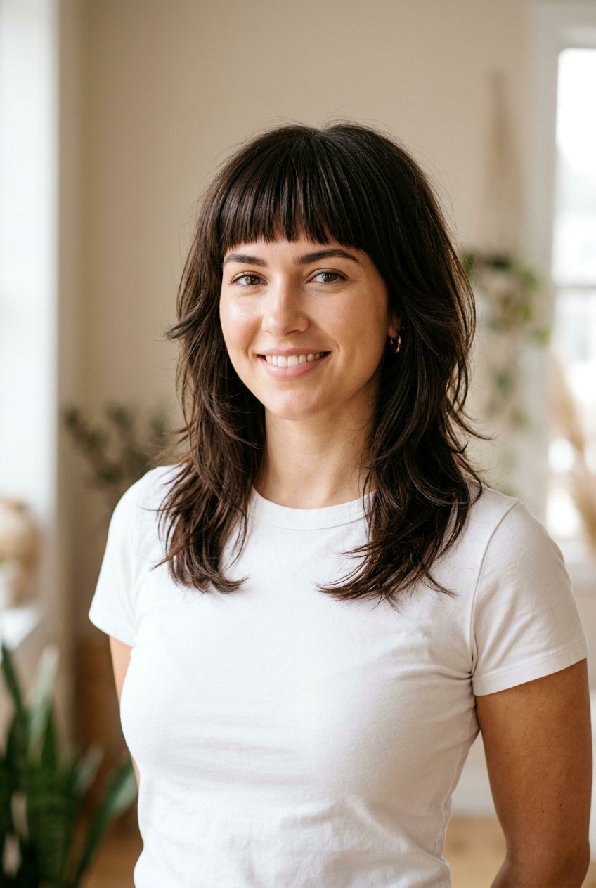 20 Trendy Medium Hair With Blunt Bangs to Transform Your Look