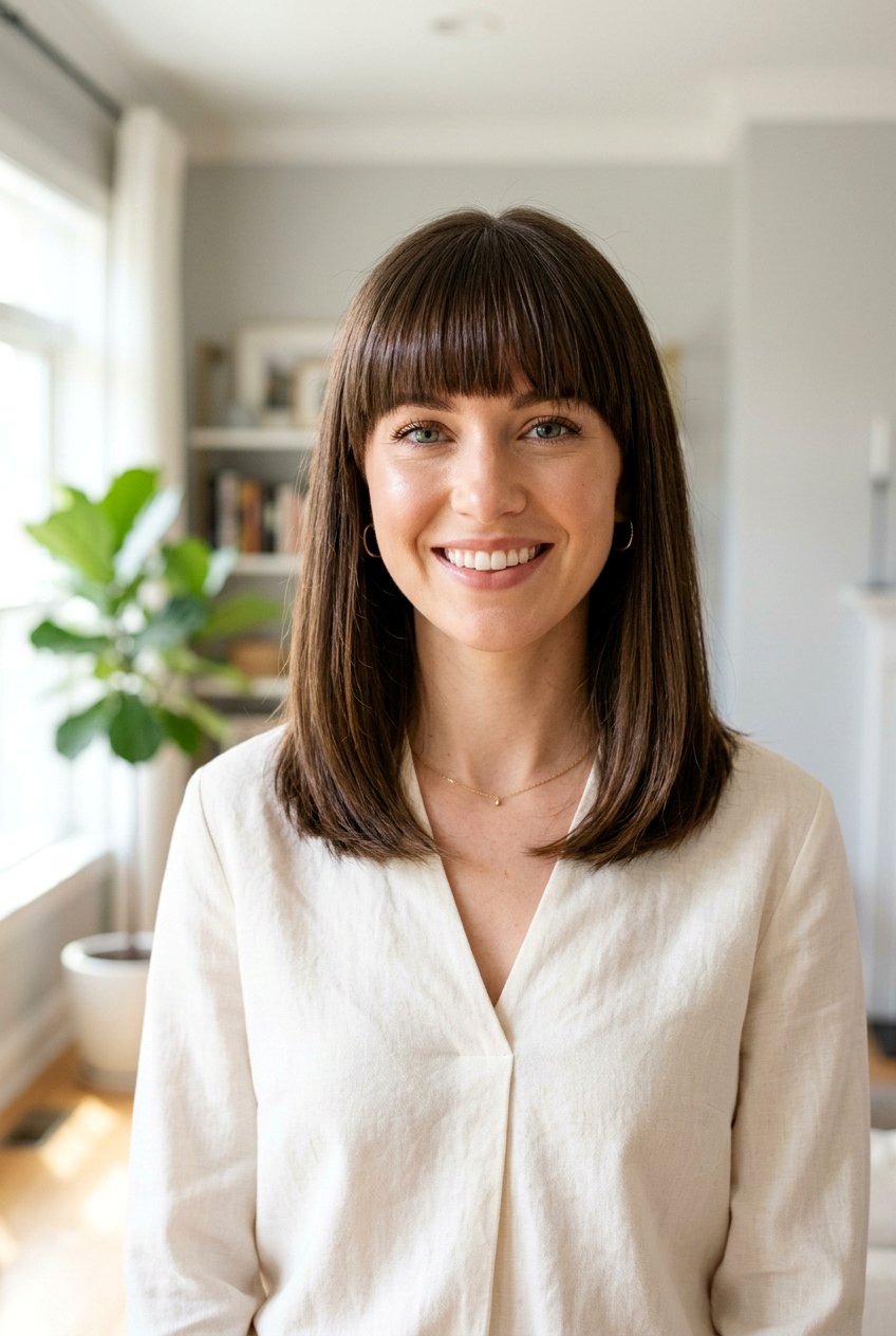 Medium Hair With Blunt Bangs For Oval Face - 20 medium hair with blunt bangs - 20 medium hair with blunt bangs