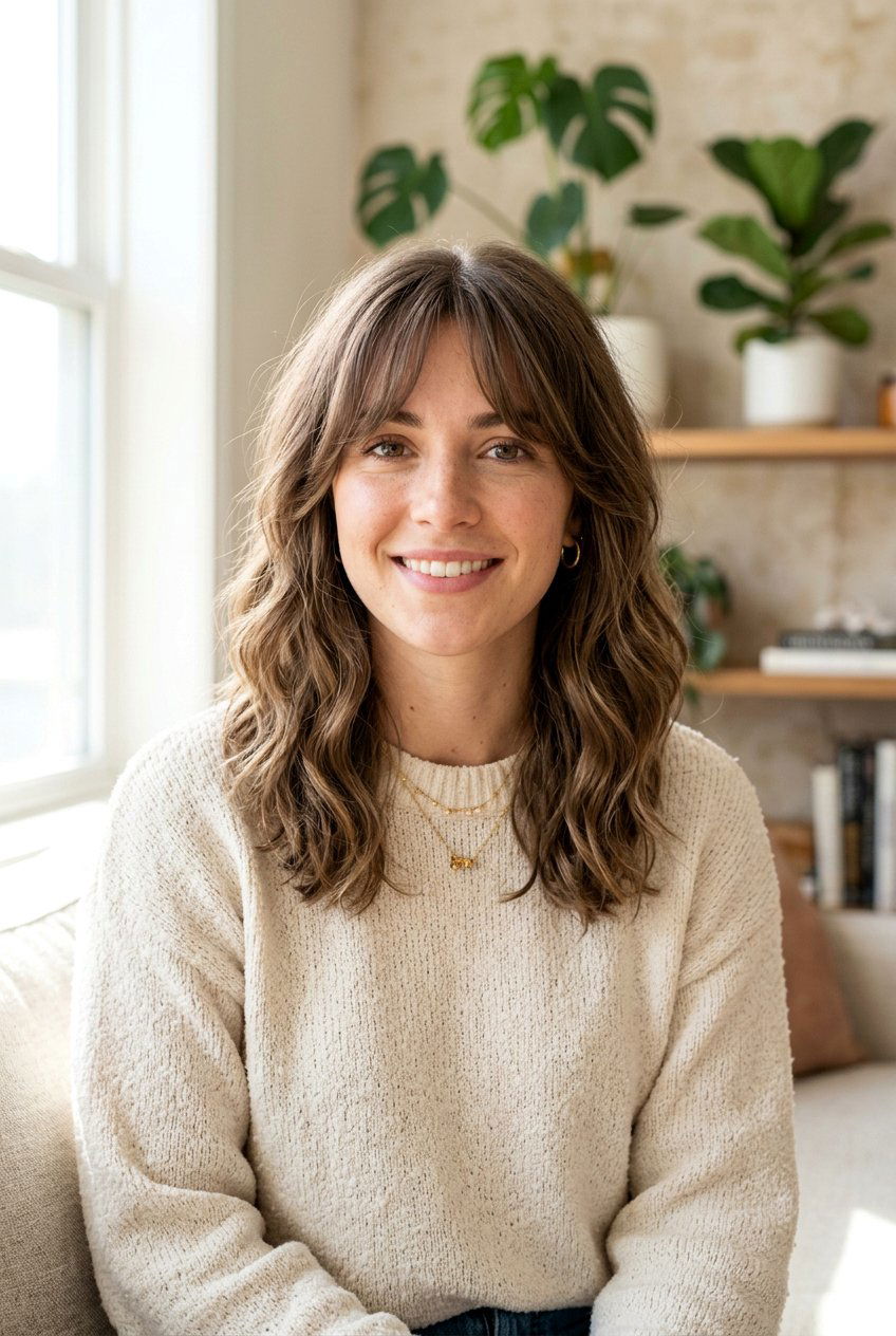 Medium Hair With Curtain Bangs And Soft Waves - 20 medium hair with curtain bangs - 20 medium hair with curtain bangs