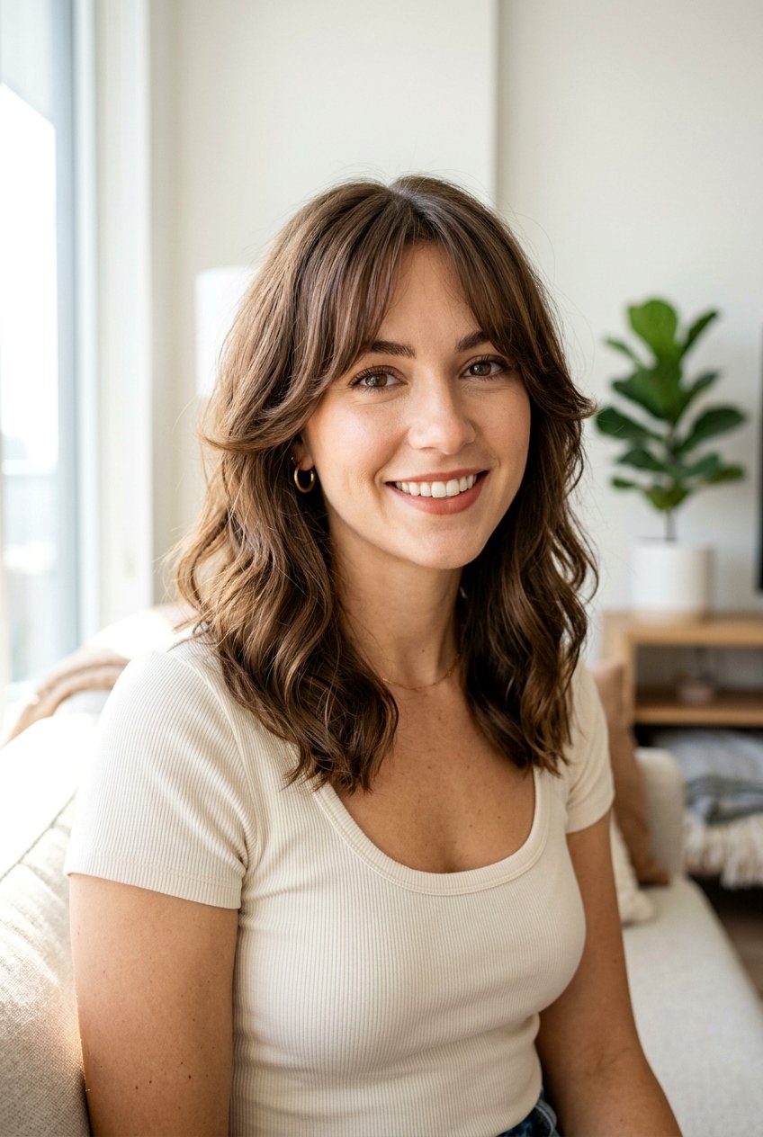 Medium Hair With Face Framing Layers And Curtain Fringe - 20 medium haircut with curtain fringe - 20 medium haircut with curtain fringe