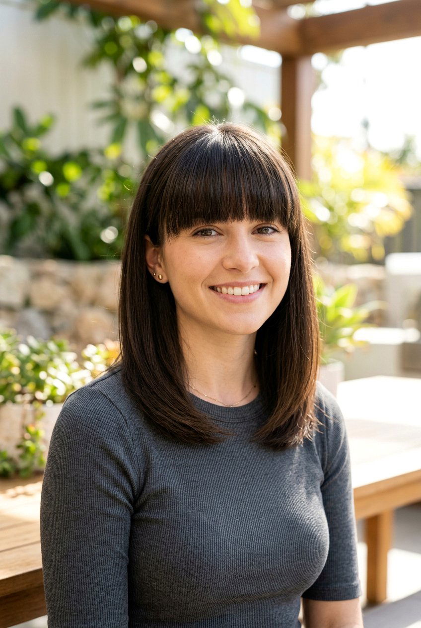 Medium Hair With Thick Blunt Bangs - 20 medium hair with blunt bangs - 20 medium hair with blunt bangs