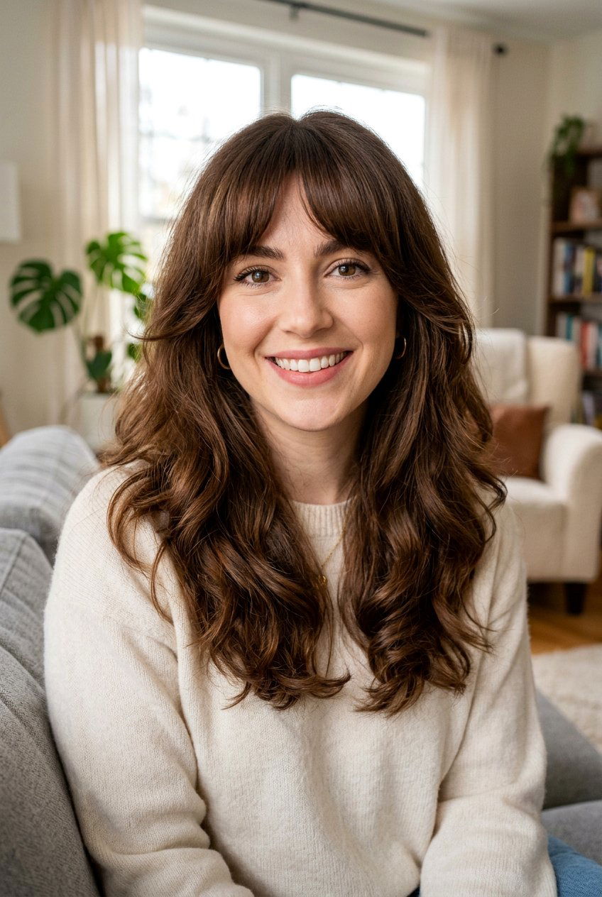 Medium Hair With Thick Curtain Fringe - 20 medium haircut with curtain fringe - 20 medium haircut with curtain fringe