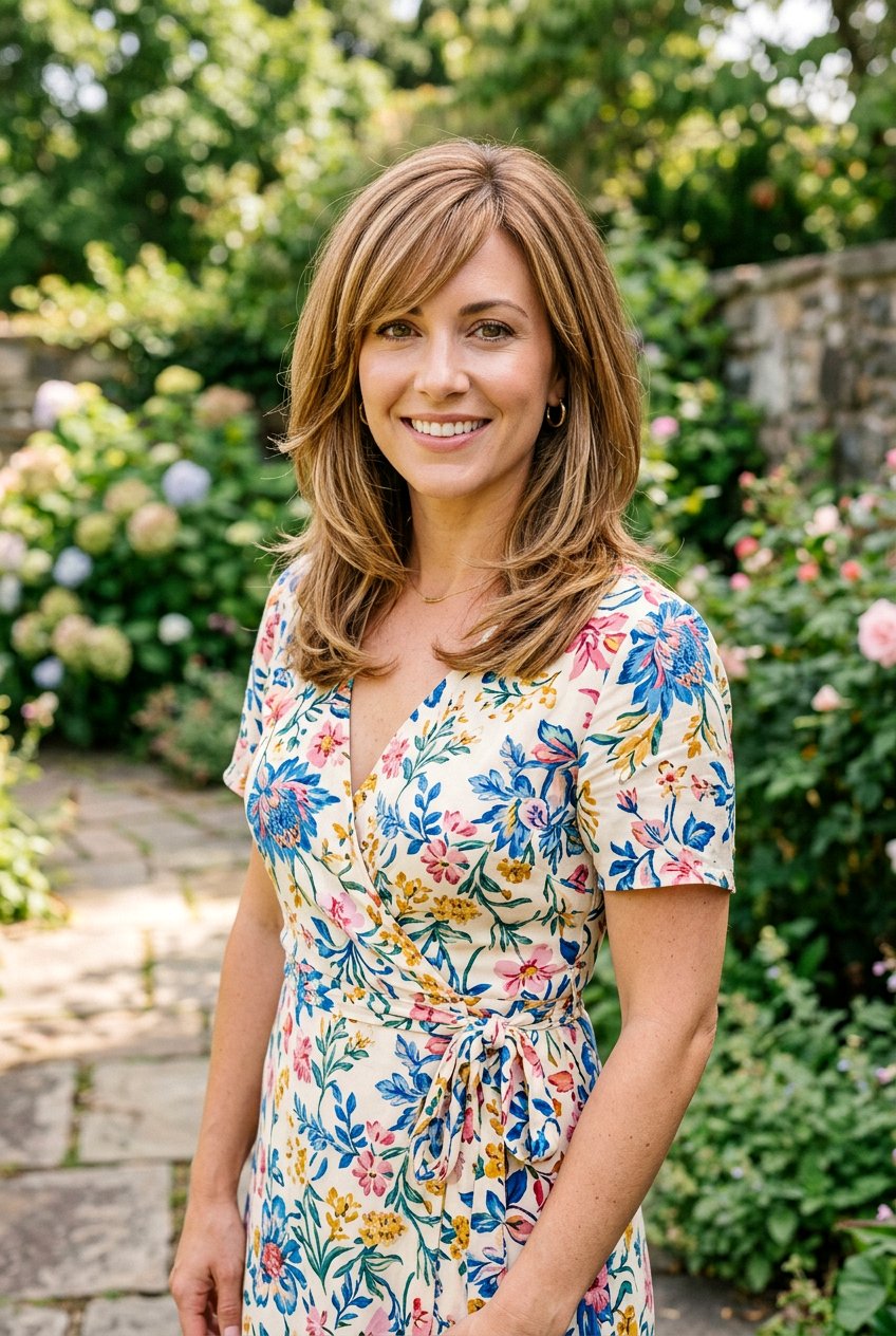 Medium Haircut With Side Swept Bangs And Layers - 20 medium haircut with face framing layers - 20 medium haircut with face framing layers