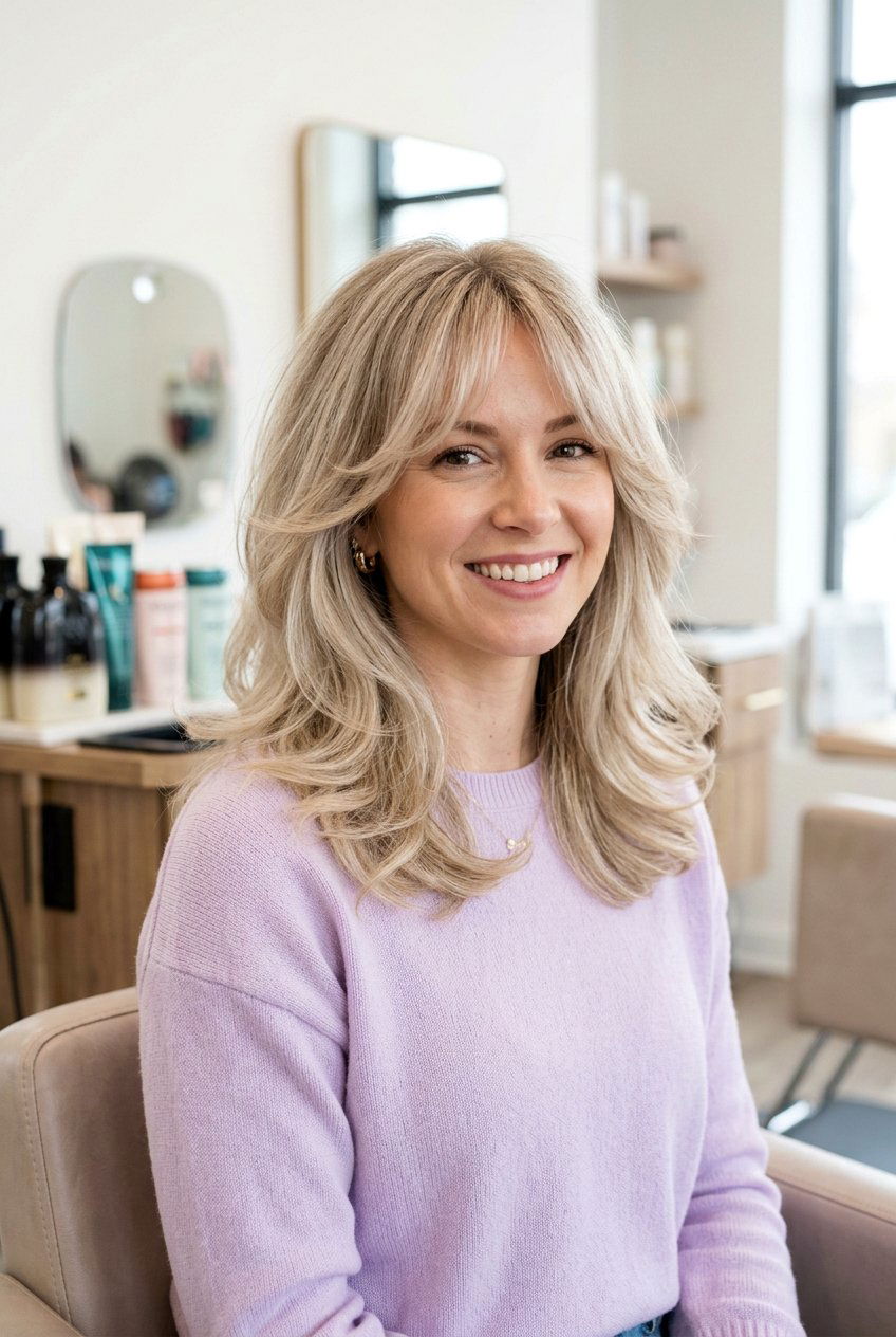 Medium Haircut for Thin Hair with Volume Layers - 20 salon haircut ideas for medium hair - 20 salon haircut ideas for medium hair