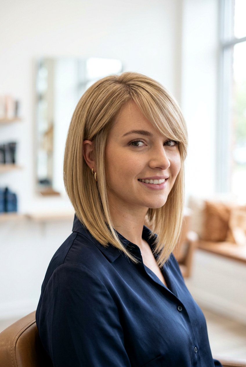 Medium Inverted Bob With Side Fringe - 20 medium haircut with side fringe - 20 medium haircut with side fringe