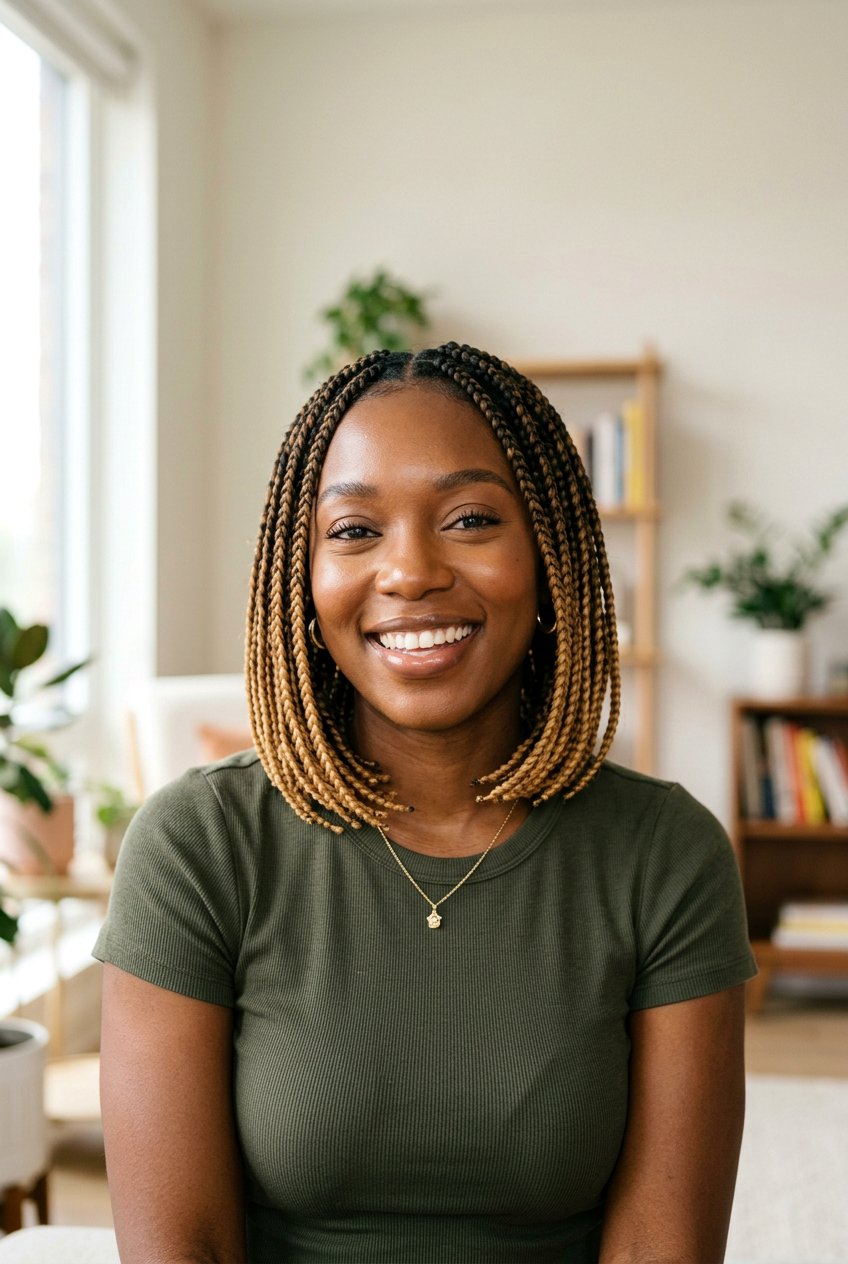 Medium Knotless Box Braids in Bob Length with Ombre - 20 protective styles for shoulder length natural hair - 20 protective styles for shoulder length natural hair