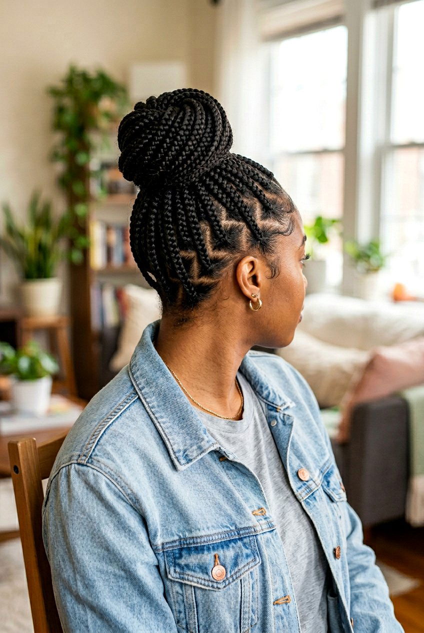 Medium Knotless Braids Bun - 20 knotless braids bun for women - 20 knotless braids bun for women