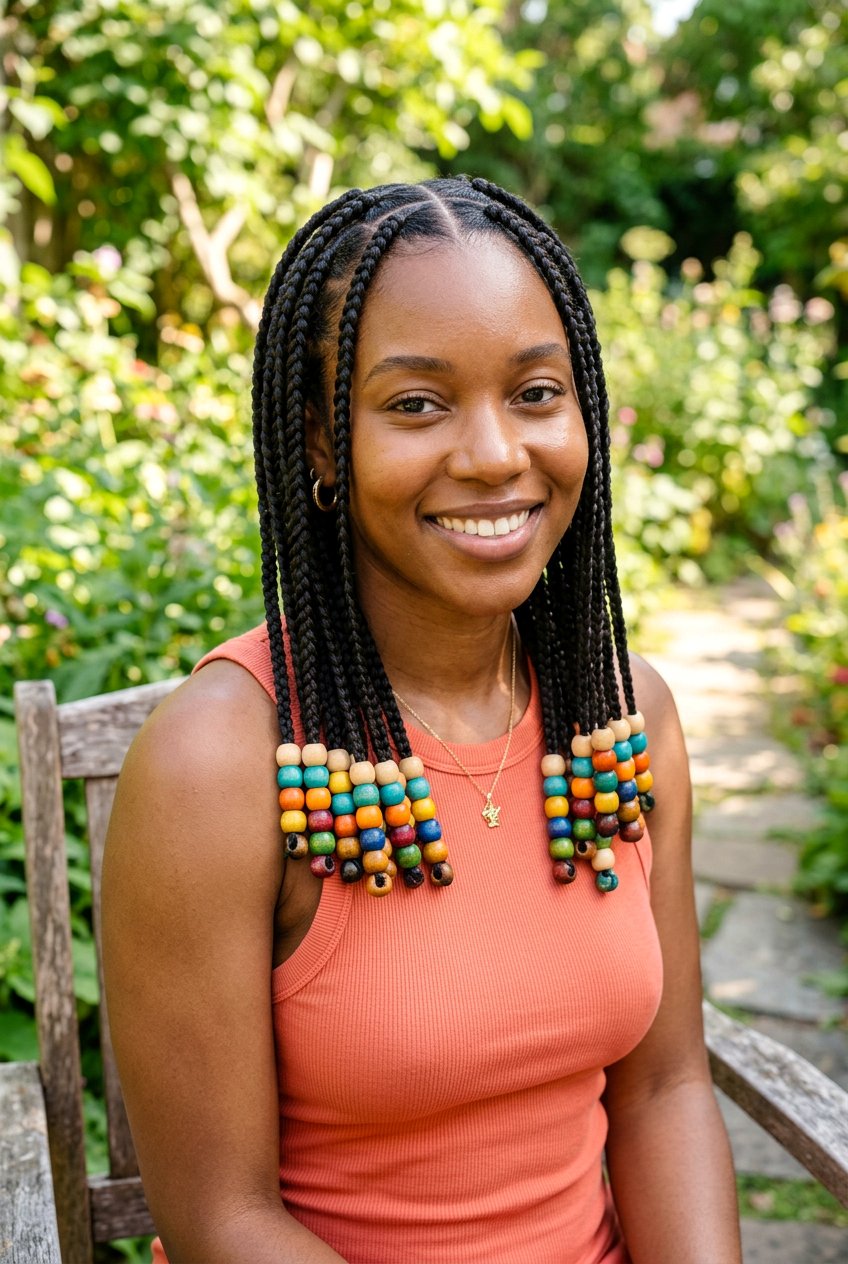 Medium Knotless Braids With Beads - 20 medium knotless braids styles - 20 medium knotless braids styles