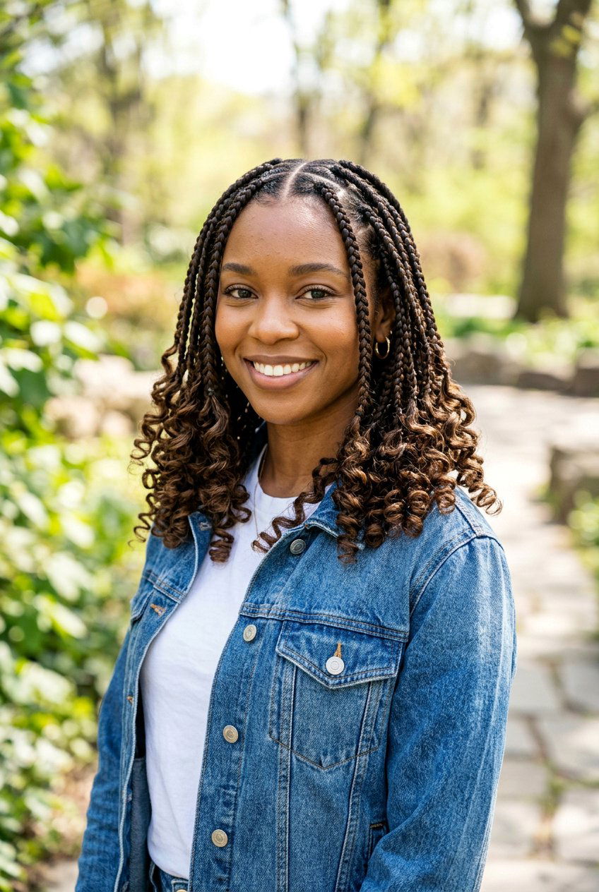 Medium Knotless Braids With Curly Ends - 20 knotless braids with curly ends for women - 20 knotless braids with curly ends for women