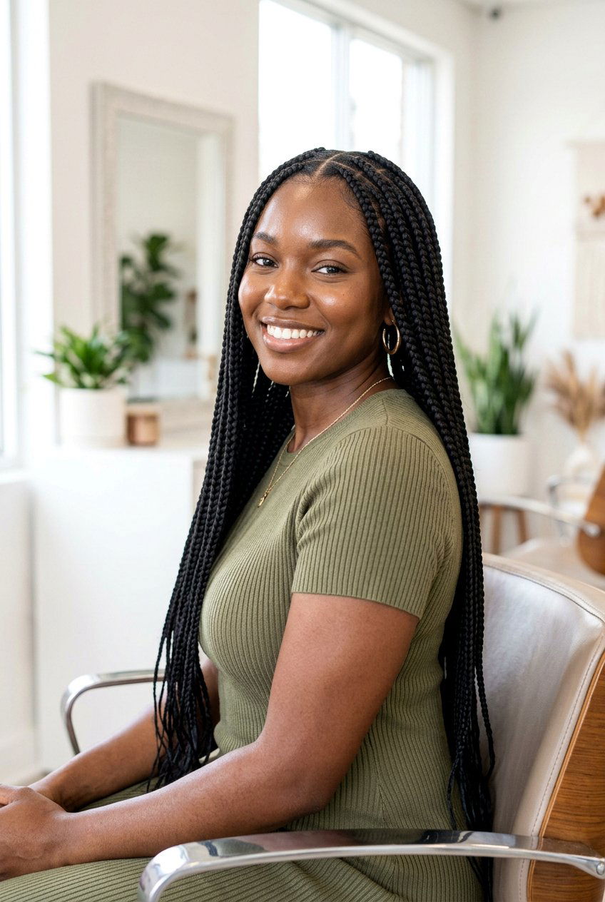 Medium Knotless Braids - 20 braided hairstyles for black women - 20 braided hairstyles for black women