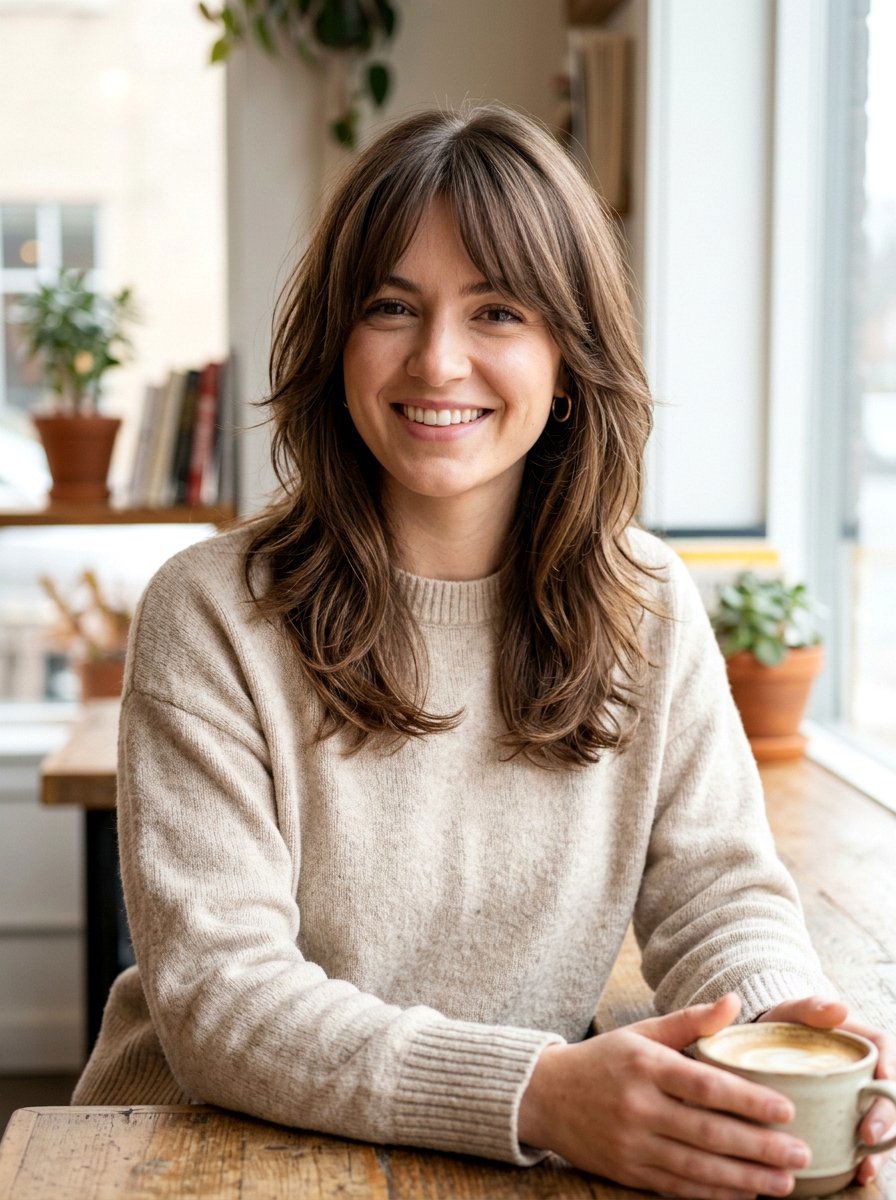 Medium Layered Cut With Blended Bangs - 20 haircut to fix heavy bangs - 20 haircut to fix heavy bangs