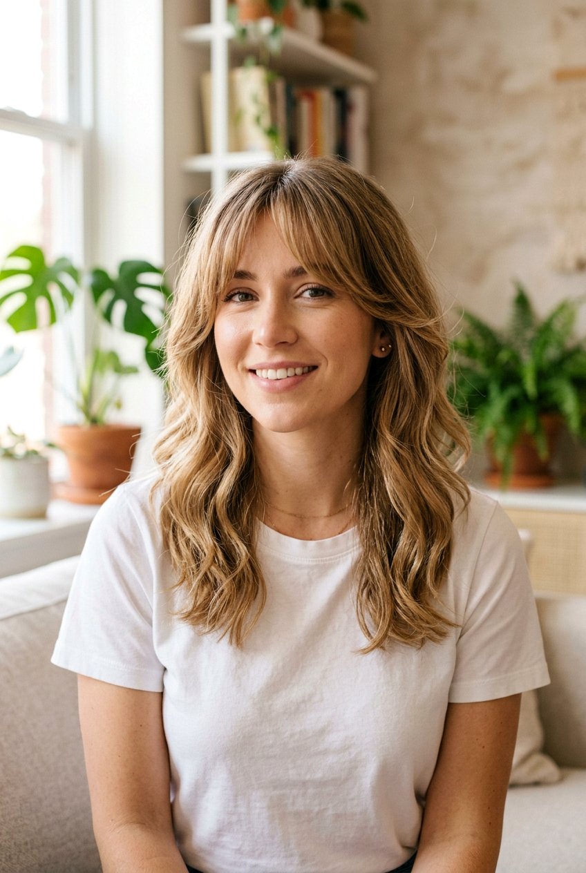 Medium Layered Cut With Curtain Bangs - 20 face framing haircut for medium hair - 20 face framing haircut for medium hair