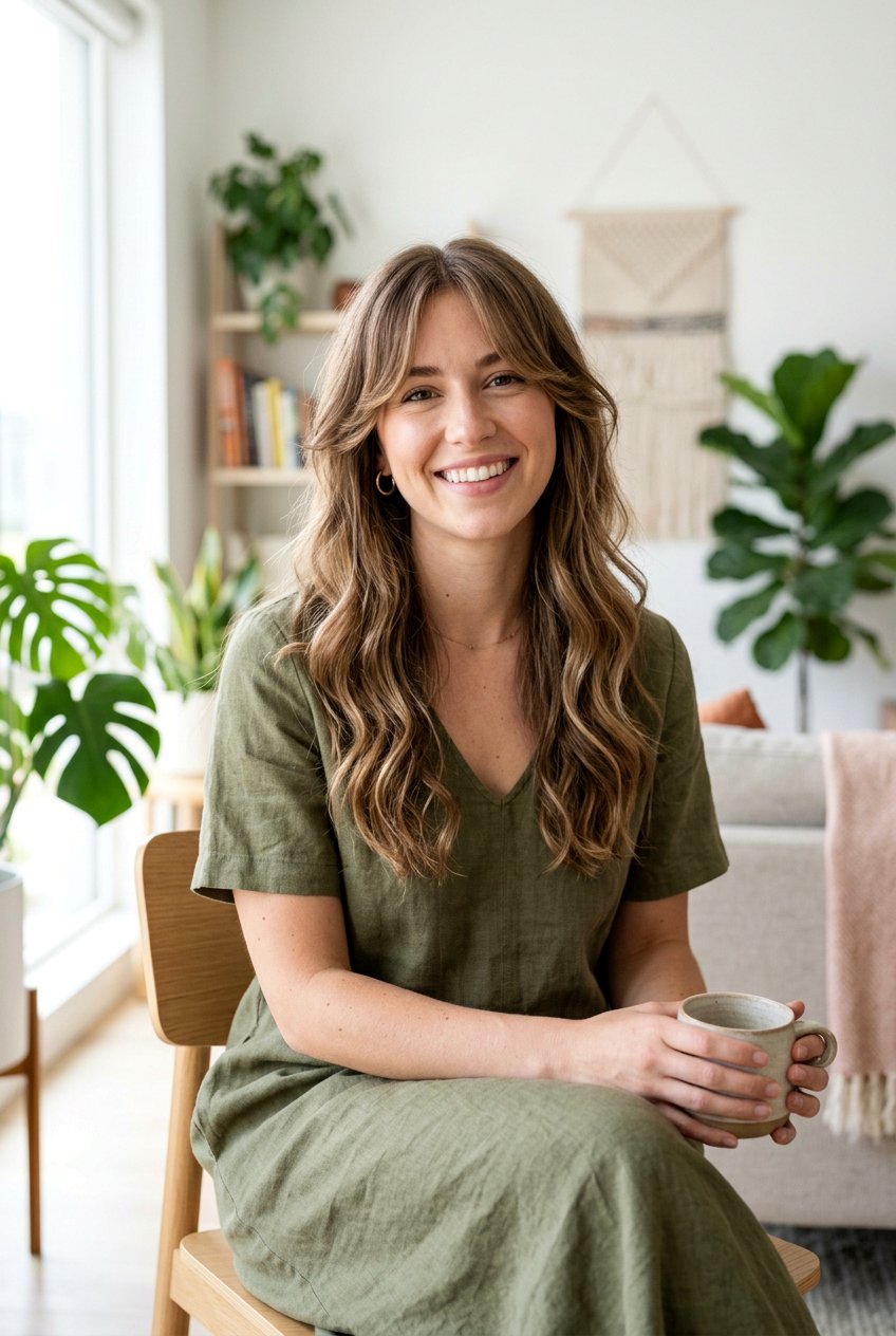 Medium Layered Cut With Curtain Bangs - 20 medium haircut for square face women - 20 medium haircut for square face women