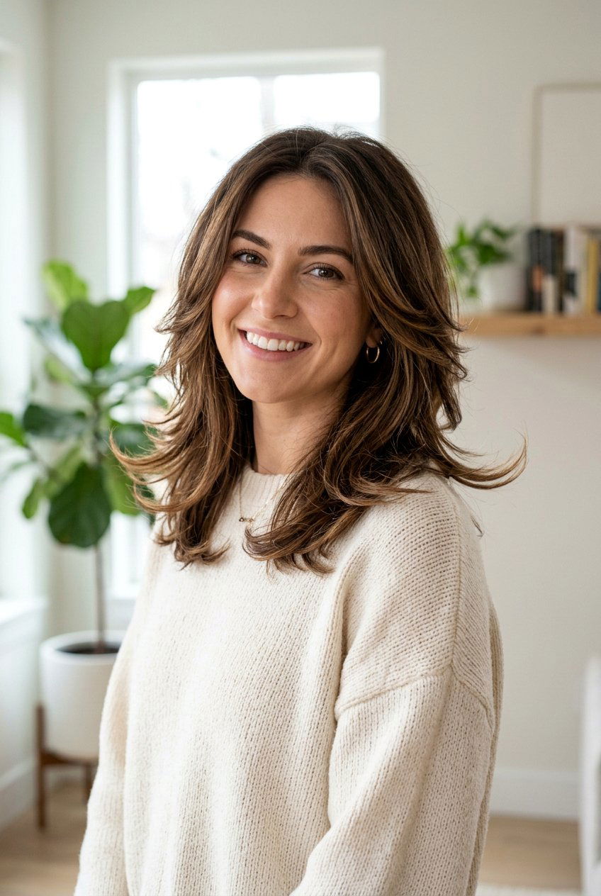 Medium Layered Cut With Outward Flip - 20 medium haircut with flipped ends - 20 medium haircut with flipped ends