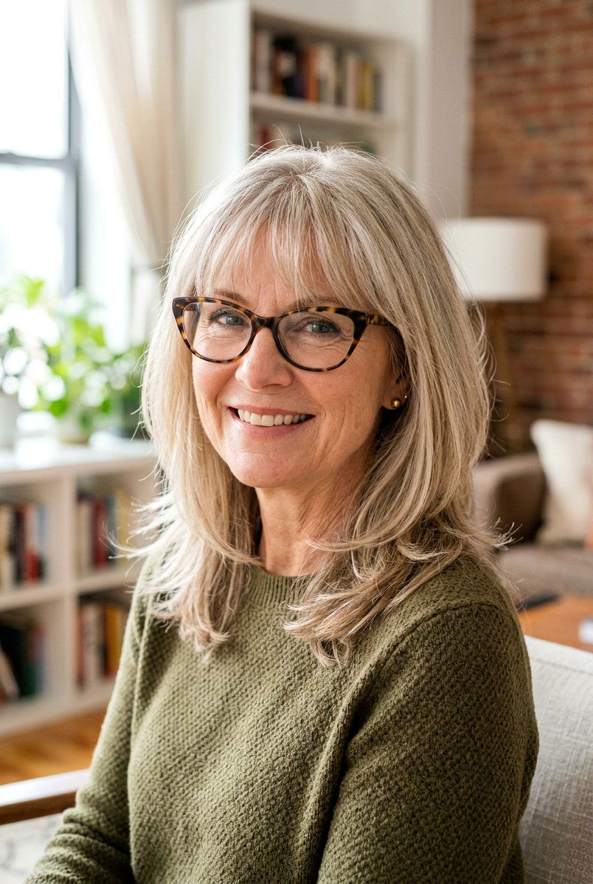 20 Gorgeous Medium Haircut Ideas For Women Over 50 With Bangs