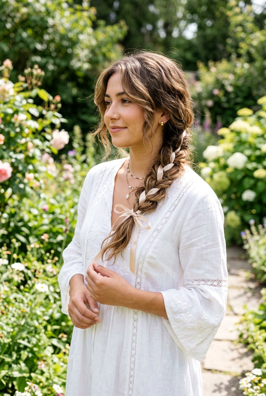 Medium Layered Hair With Blonde Ribbon Braid - 20 blonde ribbons for medium layered hair - 20 blonde ribbons for medium layered hair