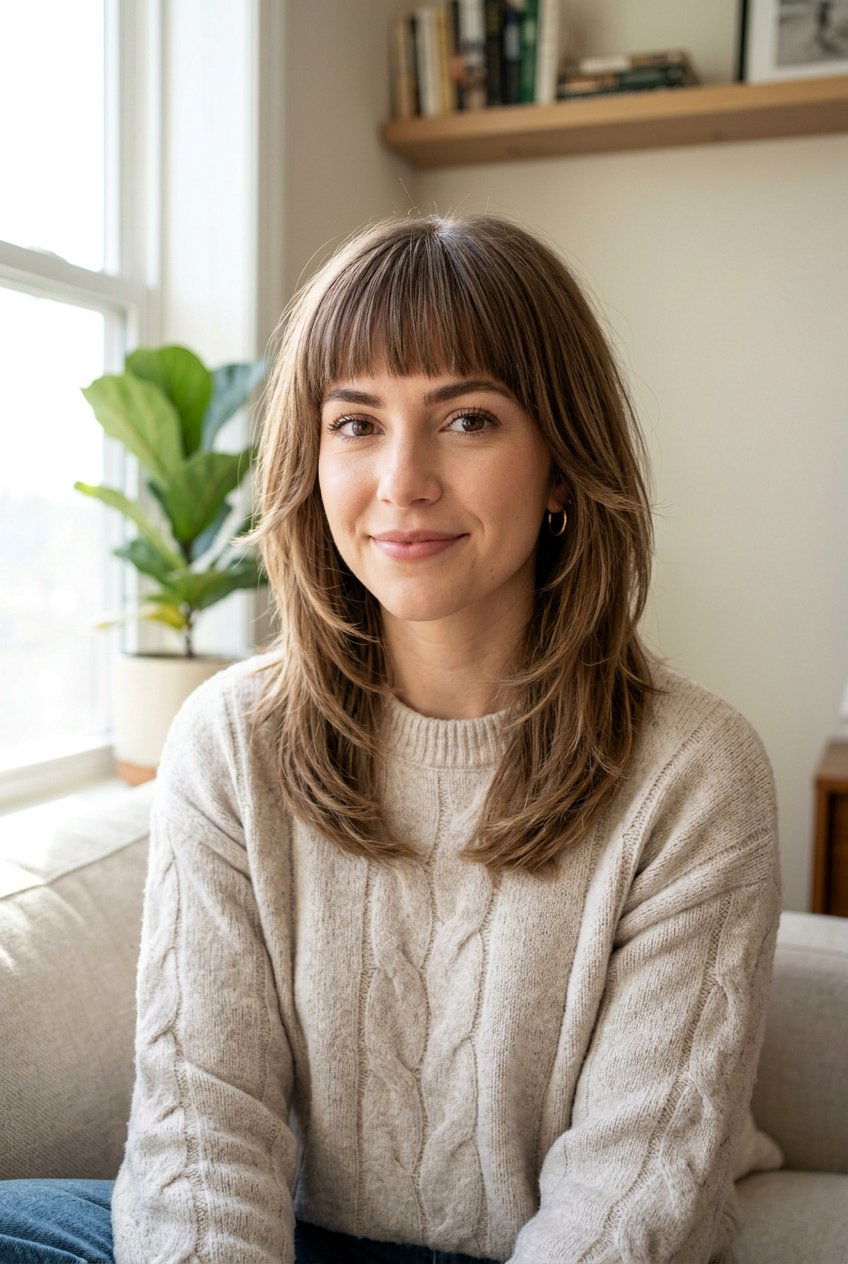 Medium Layered Hair With Blunt Bangs - 20 medium hair with blunt bangs - 20 medium hair with blunt bangs