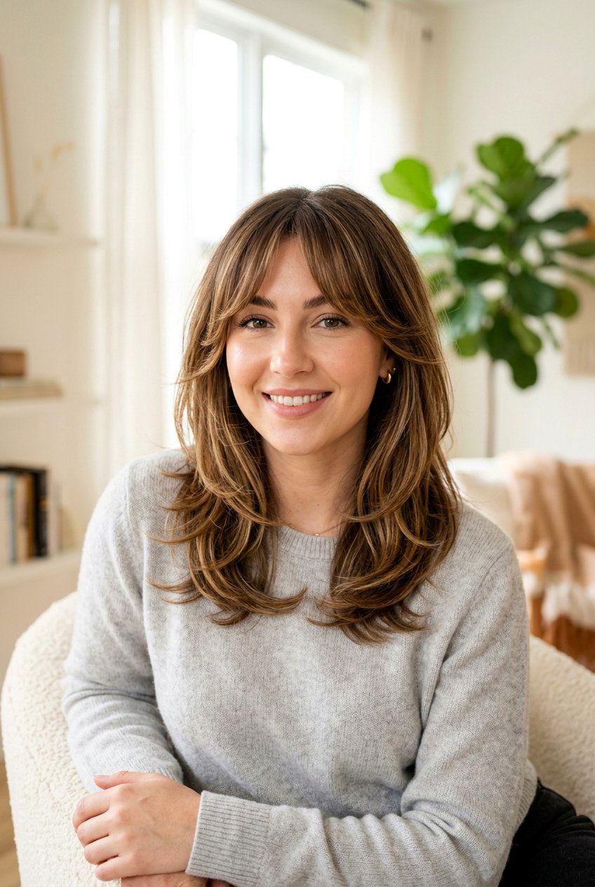 Medium Layered Hair With Curtain Bangs - 20 medium length layered hairstyles - 20 medium length layered hairstyles