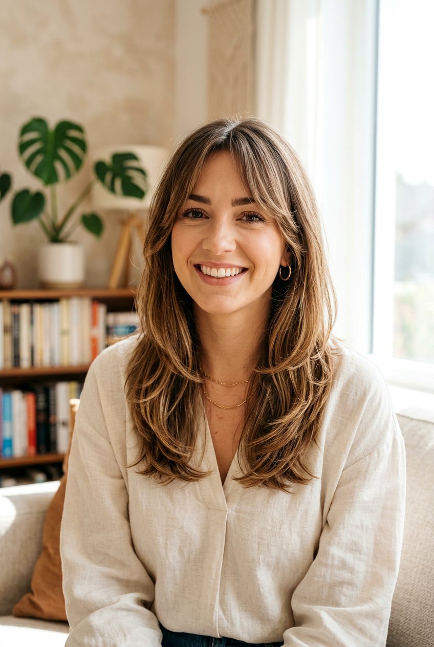 Medium Layered Hair With Curtain Bangs - 20 medium hair with curtain bangs - 20 medium hair with curtain bangs