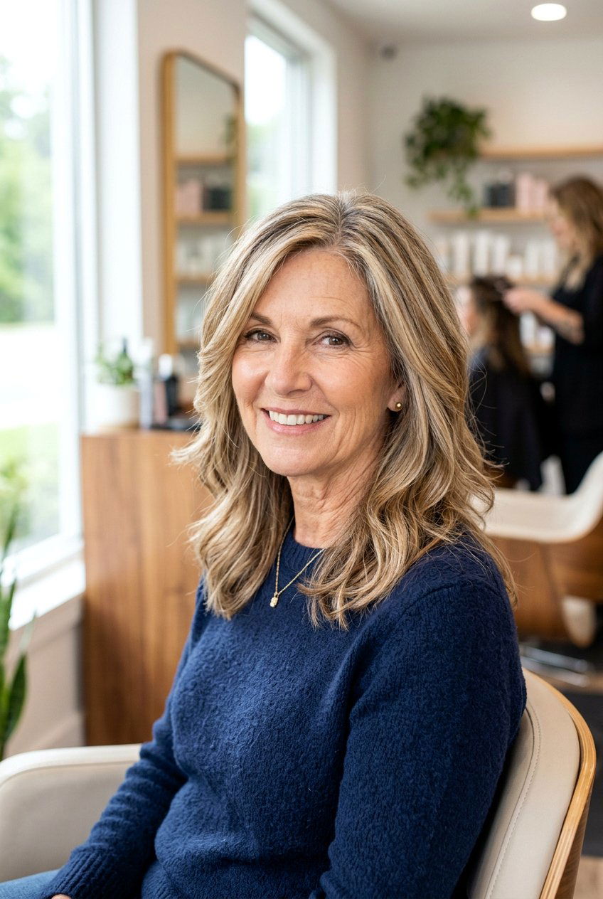 Medium Layered Haircut With Balayage For Over 60 - 20 medium haircut for women over 60 with layers - 20 medium haircut for women over 60 with layers