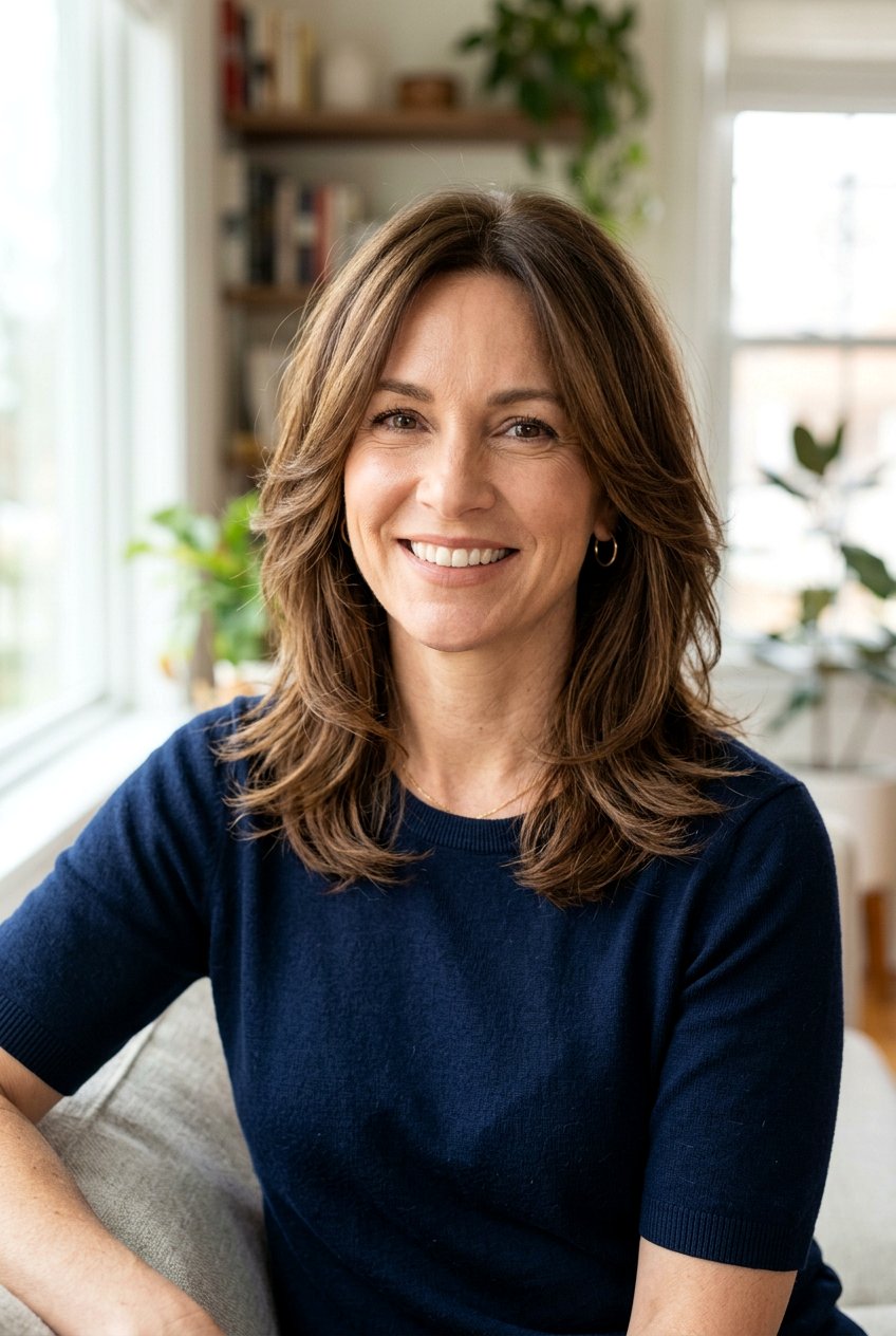 Medium Layered Haircut With Face Framing For Women Over 40 - 20 medium haircut for women over 40 - 20 medium haircut for women over 40