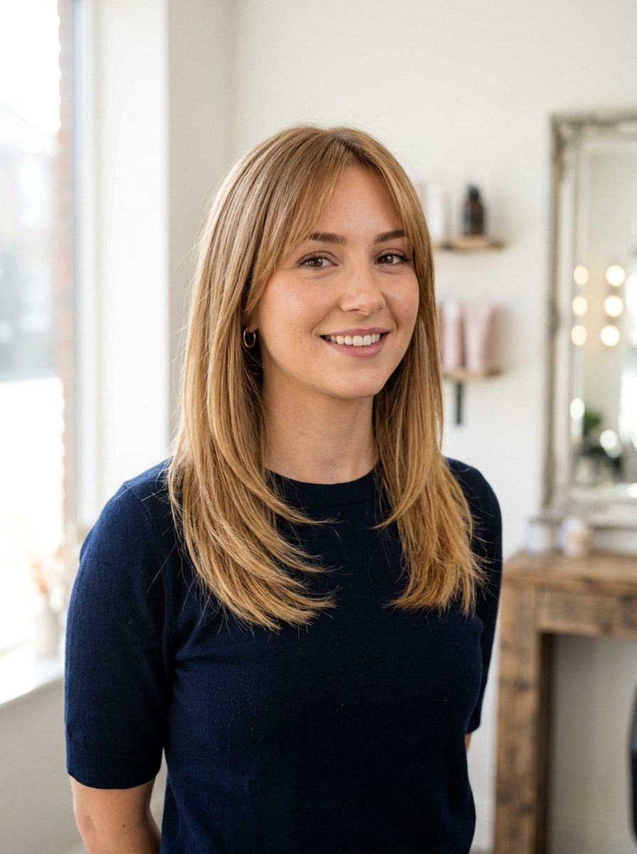 Medium Layered Haircut With Wispy Ends - 20 polished medium layered haircut - 20 polished medium layered haircut